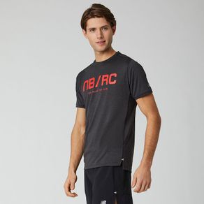 Camiseta Manga Curta Estampada New Balance Impact Run Masculina Preto - P