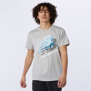 Camiseta Manga Curta New Balance Heathertech Masculina Cinza - G