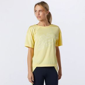 Camiseta Oversized New Balance Accelerate Feminina Amarelo - M